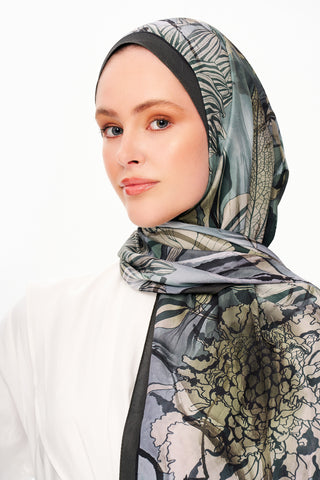 Moi Scarf Bohème Zéro Poids Desenli Şal Haki
