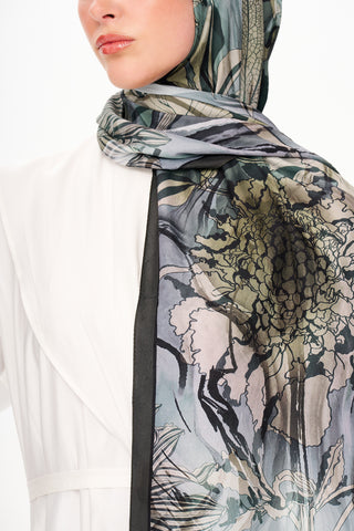 Moi Scarf Bohème Zéro Poids Desenli Şal Haki