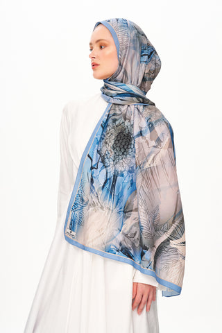 Moi Scarf Bohème Zéro Poids Desenli Şal Soluk Mavi