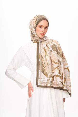 Moi Scarf Bohème Zéro Poids Desenli Şal Küllü Kahve