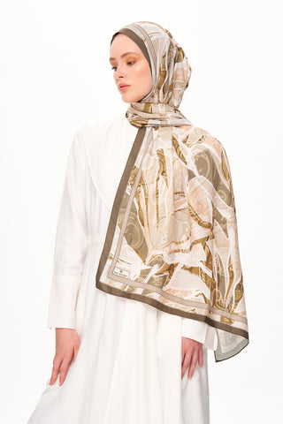 Moi Scarf Bohème Zéro Poids Desenli Şal Küllü Kahve