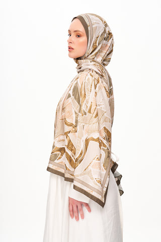Moi Scarf Bohème Zéro Poids Desenli Şal Küllü Kahve