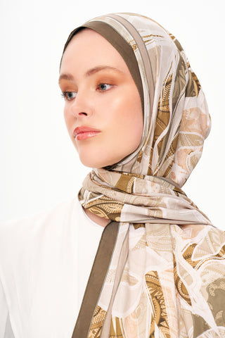 Moi Scarf Bohème Zéro Poids Desenli Şal Küllü Kahve