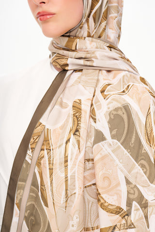 Moi Scarf Bohème Zéro Poids Desenli Şal Küllü Kahve
