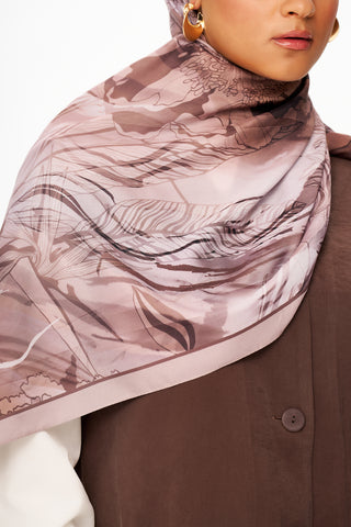 Moi Scarf Bohème Zéro Poids Desenli Şal Çikolata