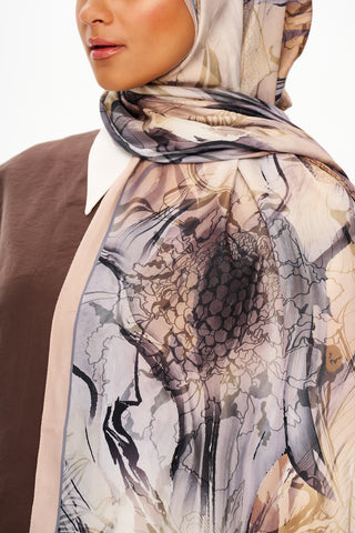 Moi Scarf Bohème Zéro Poids Desenli Şal Gri