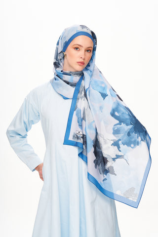 Moi Scarf Brume d’Amour Fransız İpeği Şal Derin Mavi