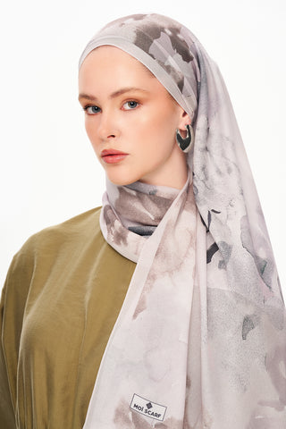 Moi Scarf Brume d’Amour Fransız İpeği Şal Açık Gri