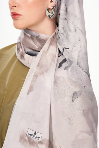 Moi Scarf Brume d’Amour Fransız İpeği Şal Açık Gri