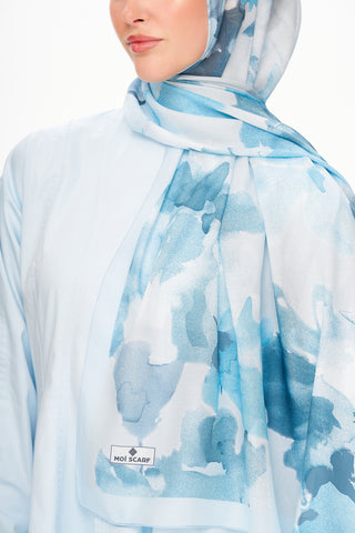 Moi Scarf Brume d’Amour Fransız İpeği Şal Bebe Mavi