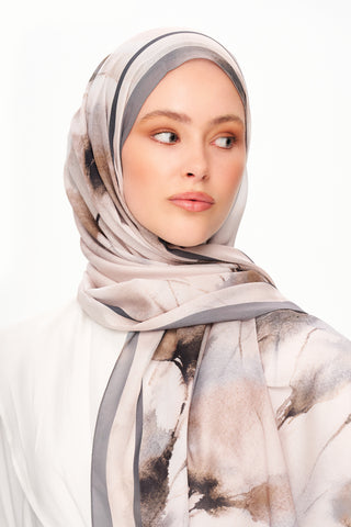 Moi Scarf Souffle du Matin Fransız İpeği Şal Açık Bej