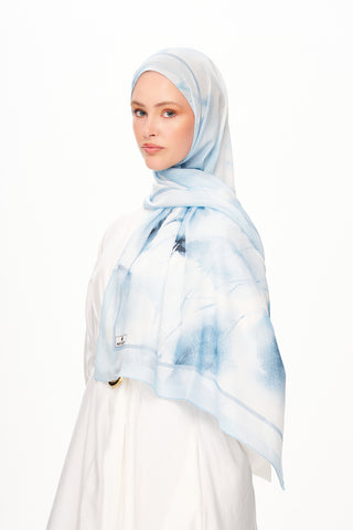 Moi Scarf Souffle du Matin Fransız İpeği Şal Bebe Mavi