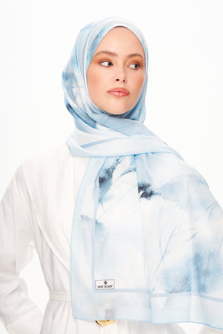 Moi Scarf Souffle du Matin Fransız İpeği Şal Bebe Mavi