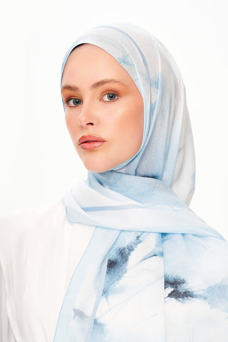 Moi Scarf Souffle du Matin Fransız İpeği Şal Bebe Mavi