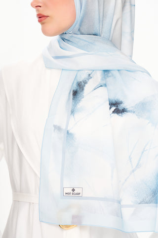 Moi Scarf Souffle du Matin Fransız İpeği Şal Bebe Mavi