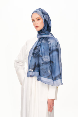 Moi Scarf Souffle du Matin Fransız İpeği Şal Lacivert