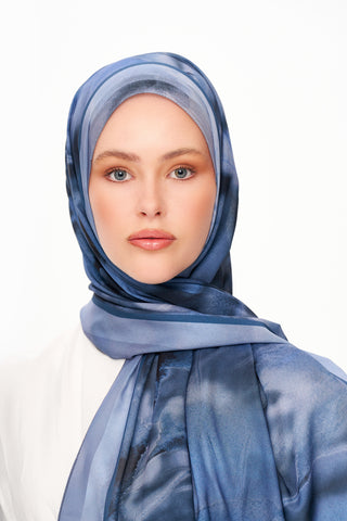 Moi Scarf Souffle du Matin Fransız İpeği Şal Lacivert