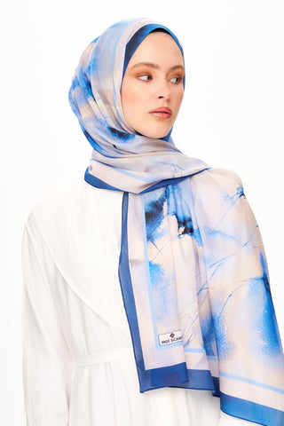 Moi Scarf Souffle du Matin Fransız İpeği Şal Açık Mavi