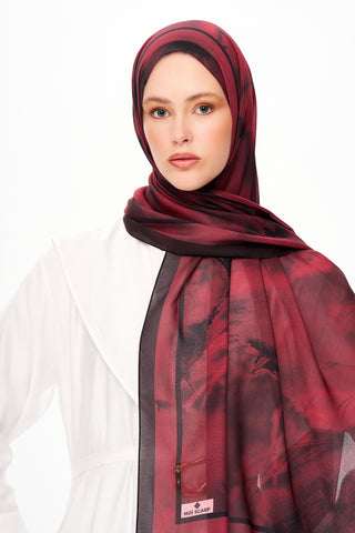 Moi Scarf Souffle du Matin Fransız İpeği Şal Bordo