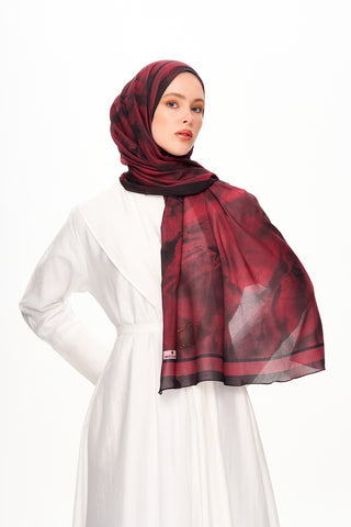 Moi Scarf Souffle du Matin Fransız İpeği Şal Bordo