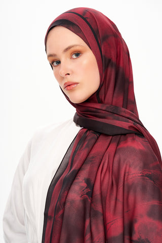 Moi Scarf Souffle du Matin Fransız İpeği Şal Bordo