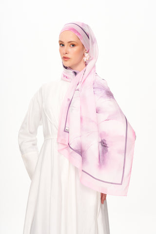 Moi Scarf Souffle du Matin Fransız İpeği Şal Pembe
