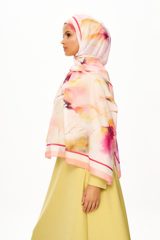 Moi Scarf Souffle du Matin Fransız İpeği Şal Pastel Pembe