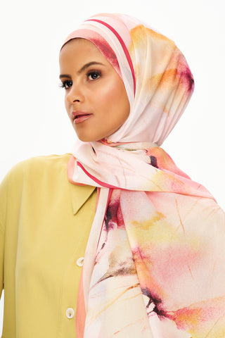 Moi Scarf Souffle du Matin Fransız İpeği Şal Pastel Pembe