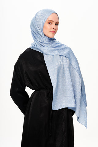 Moi Scarf Perle Premium Jakarlı Şal Bebe Mavi