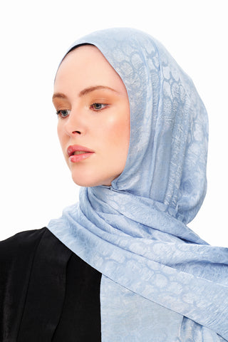 Moi Scarf Perle Premium Jakarlı Şal Bebe Mavi