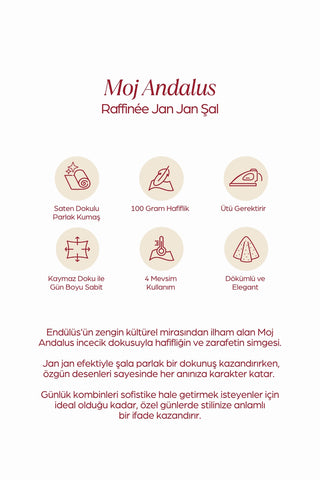 Moi Scarf MOJ ANDALUS Raffiné Jan Jan Şal Açık Mavi