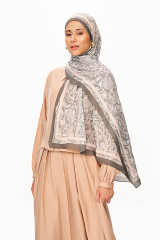 SİLVER ROSE Superior Soft Desenli Şal Küllü Kahve