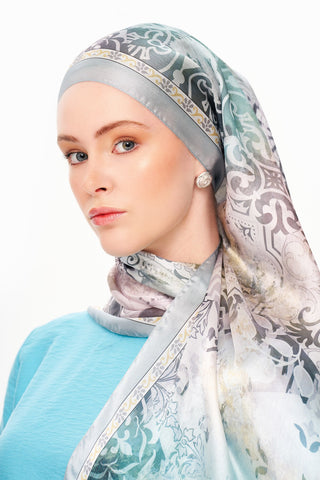 Moi Scarf Floraison Éthérée Raffinée Jan Jan Şal Turkuaz