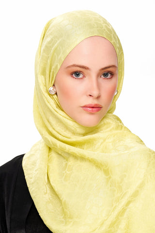 Moi Scarf Perle Premium Jakarlı Şal Sarı