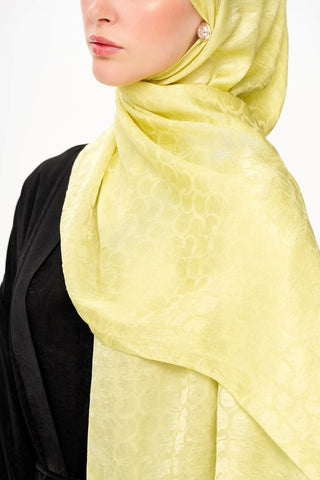 Moi Scarf Perle Premium Jakarlı Şal Sarı