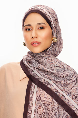 SİLVER ROSE Superior Soft Desenli Şal Kahverengi