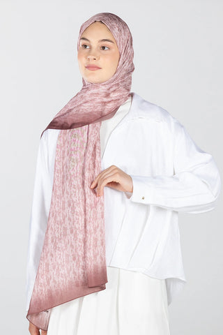 Aura Desen Floş Viskon Şal - Pembe