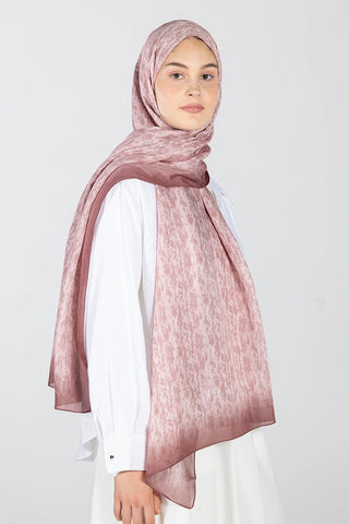 Aura Desen Floş Viskon Şal - Pembe