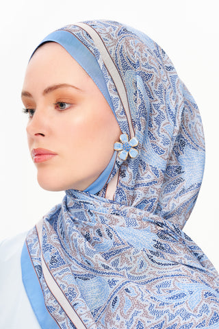 SİLVER ROSE Superior Soft Desenli Şal Mavi