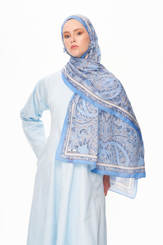 SİLVER ROSE Superior Soft Desenli Şal Mavi
