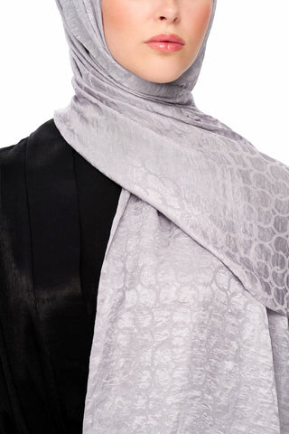 Moi Scarf Perle Premium Jakarlı Şal Gümüş