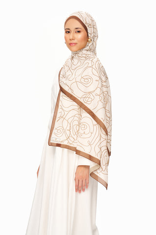 Vian Rose Superior Soft Desenli Şal Ekru