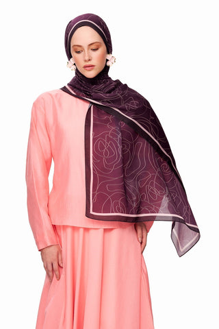 Vian Rose Superior Soft Desenli Şal Mor