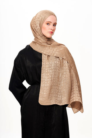 Moi Scarf Perle Premium Jakarlı Şal Latte