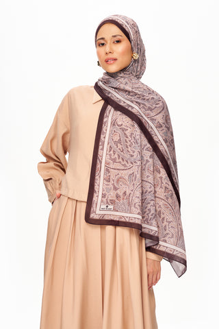 SİLVER ROSE Superior Soft Desenli Şal Kahverengi