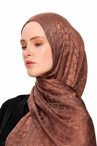 Moi Scarf Perle Premium Jakarlı Şal Tarçın