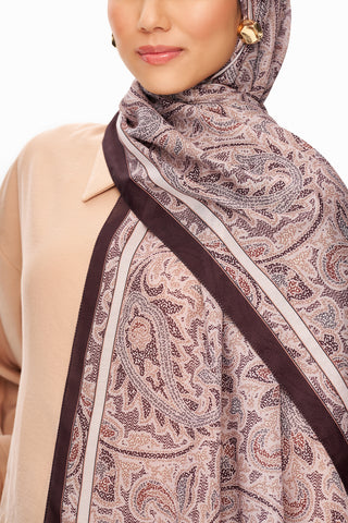 SİLVER ROSE Superior Soft Desenli Şal Kahverengi