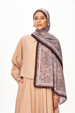 SİLVER ROSE Superior Soft Desenli Şal Kahverengi