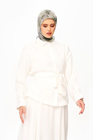 Moi Scarf Voile de Lin Kare Eşarp Yeşil
