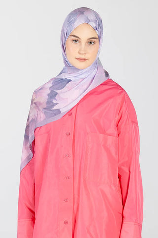 Floral Desen Rami Şal - Leylak